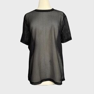 Large Black Mesh‎ TShirt Swimsuit Coverup Goth Gothic Goth Summer Clubwear